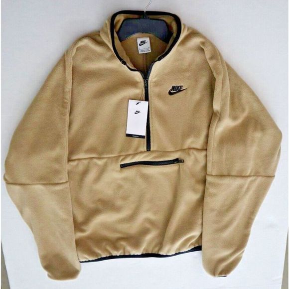 Nike DX0525 247 Men's Sz S Beige/Khaki Half-Zip Oversized Fleece Pullover $75 - Picture 6 of 9